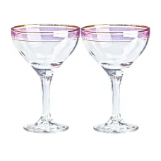 Набор бокалов для коктейлей фигурных на высокой ножке 2 штуки по 290 мл, розовый