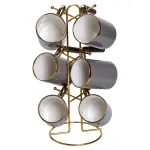 Набор чашек фарфоровых 6 шт по 400 мл на металлической подставке, серый