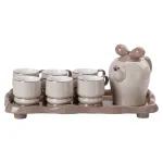 Чайний сервіз Retro на 6 персон порцеляновий 8 предметів, сірий