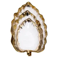 Набір блюд порцелянових сервірувальних 3 штуки, золото