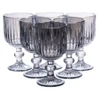 Набор бокалов для вина 6 штук по 220 мл на ножке ребристые, голубой