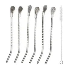 Набор бомбилий для мате 6 штук из нержавеющей стали, хром