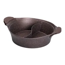 Кастрюля с разделителем для шабу-шабу MGC алюминиевая 4 л с антипригарным покрытием, кофейный