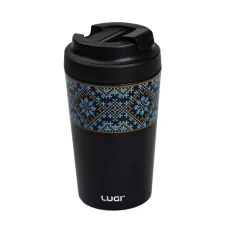 Термокружка Вышиванка 380 мл с крышкой на защелке, черный
