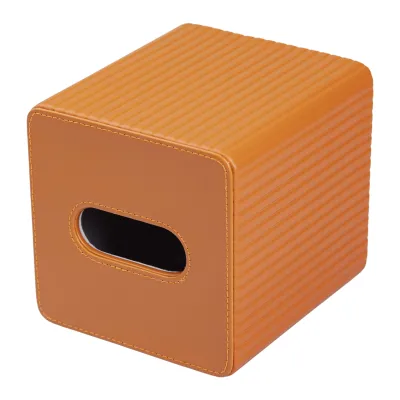 Салфетница из экокожи 13х13х14,7 см, коричневый